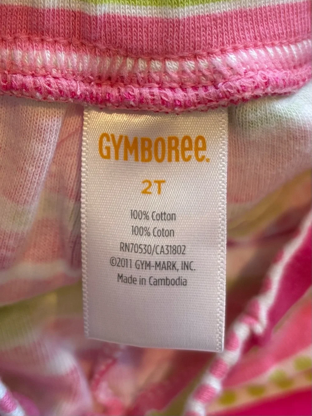 NWT Gymboree Pink Green Stripe Cotton Pull On Shorts Ice Cream Sweetie Girl 2T